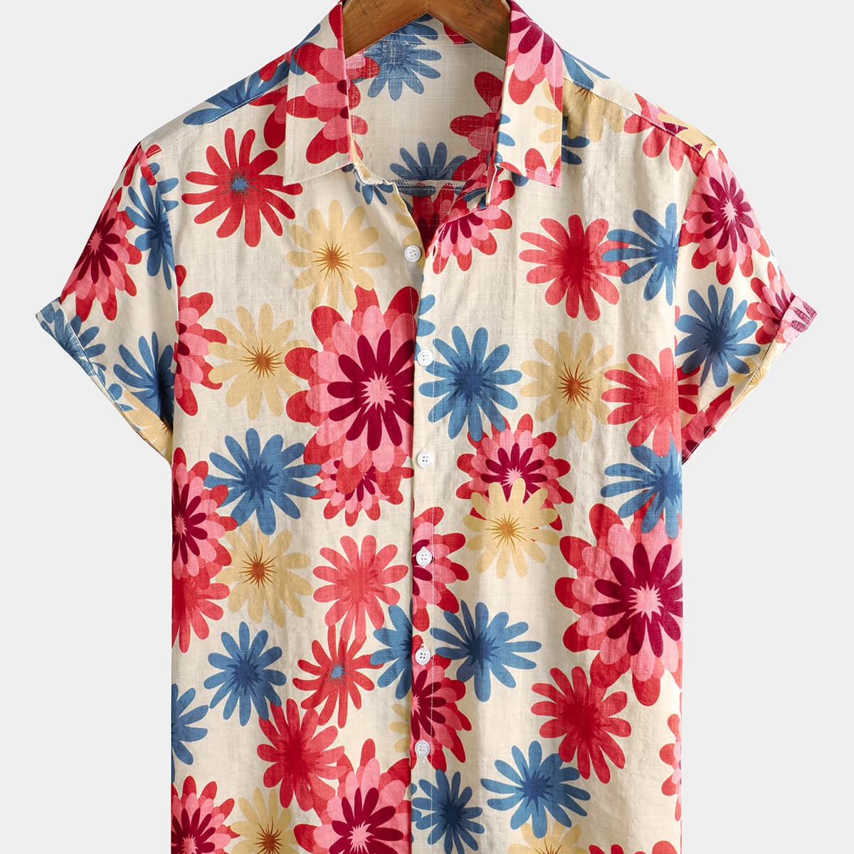 Chemise hawaïenne boutonnée à manches courtes pour hommes