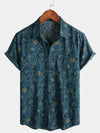 Chemise à manches courtes pour hommes Paisley Vintage Floral Retro Button Up Blue Summer Holiday