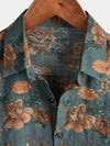 Chemise à manches courtes de vacances d'été bleu vintage à fleurs rétro pour hommes