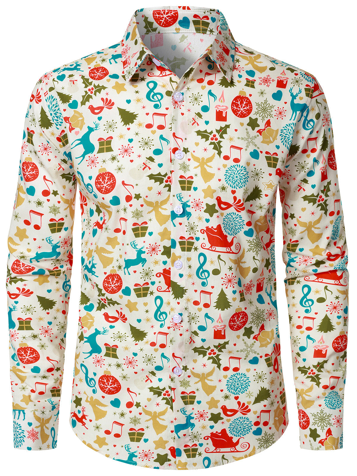 Chemise à manches longues pour homme avec imprimé de rennes pour Noël