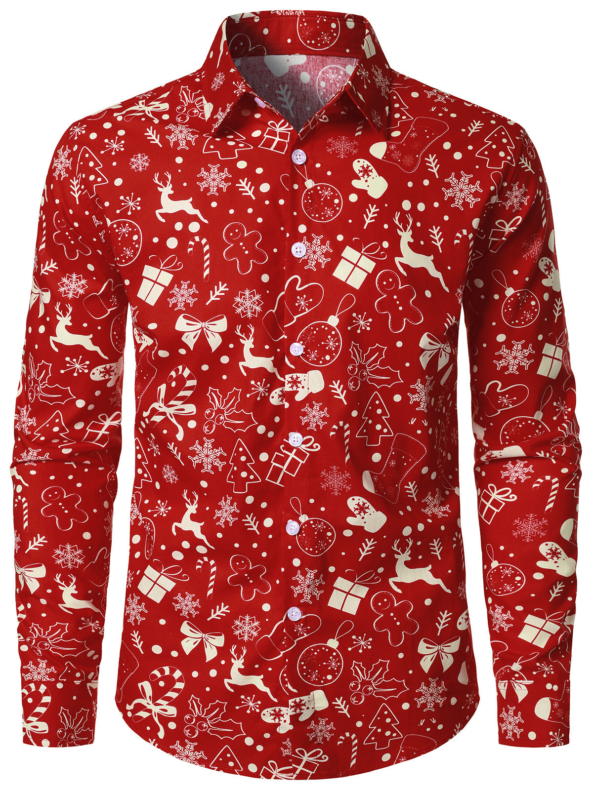 Chemise rouge à manches longues pour homme avec motif de rennes de Noël