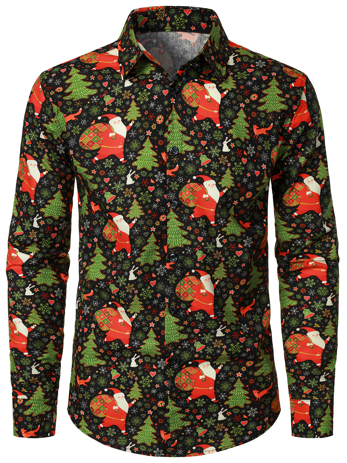 Chemise à manches longues en coton pour homme, motif Père Noël vintage, vacances de Noël