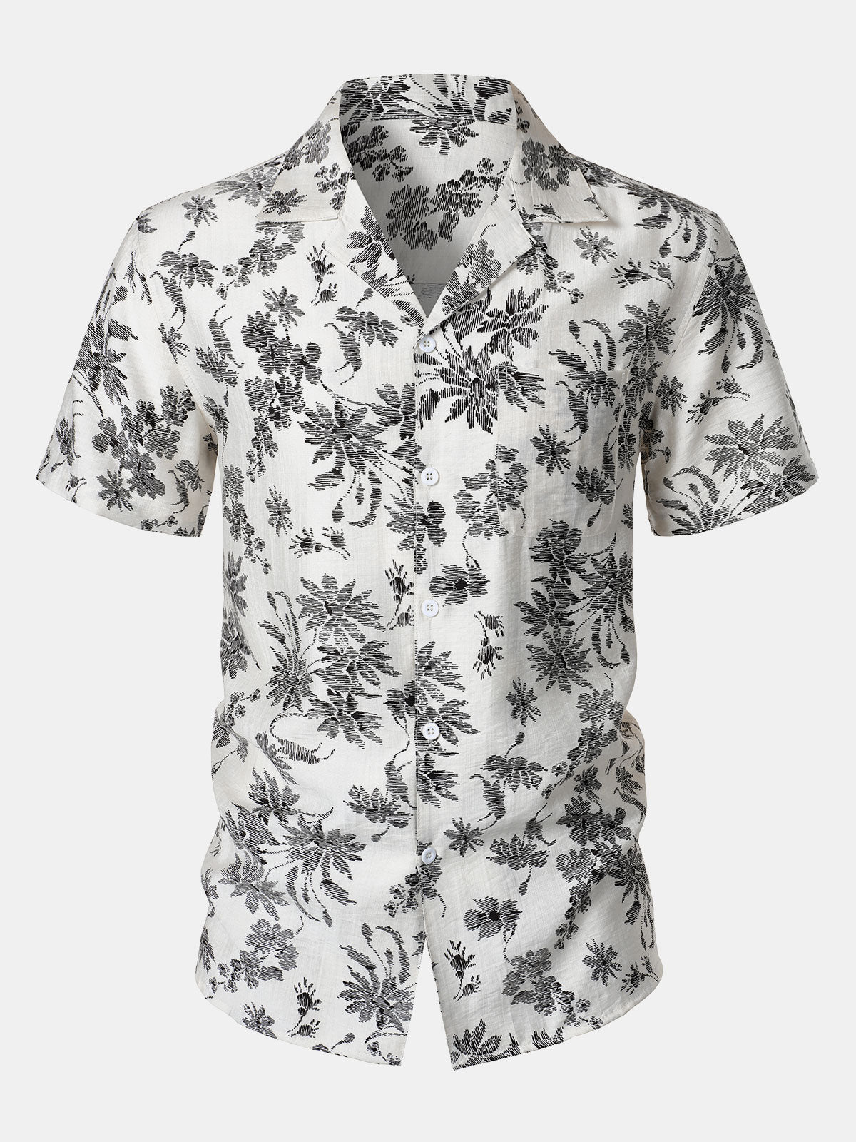 Chemise Hawaïenne Homme Manches Courtes à Poche Imprimé Floral