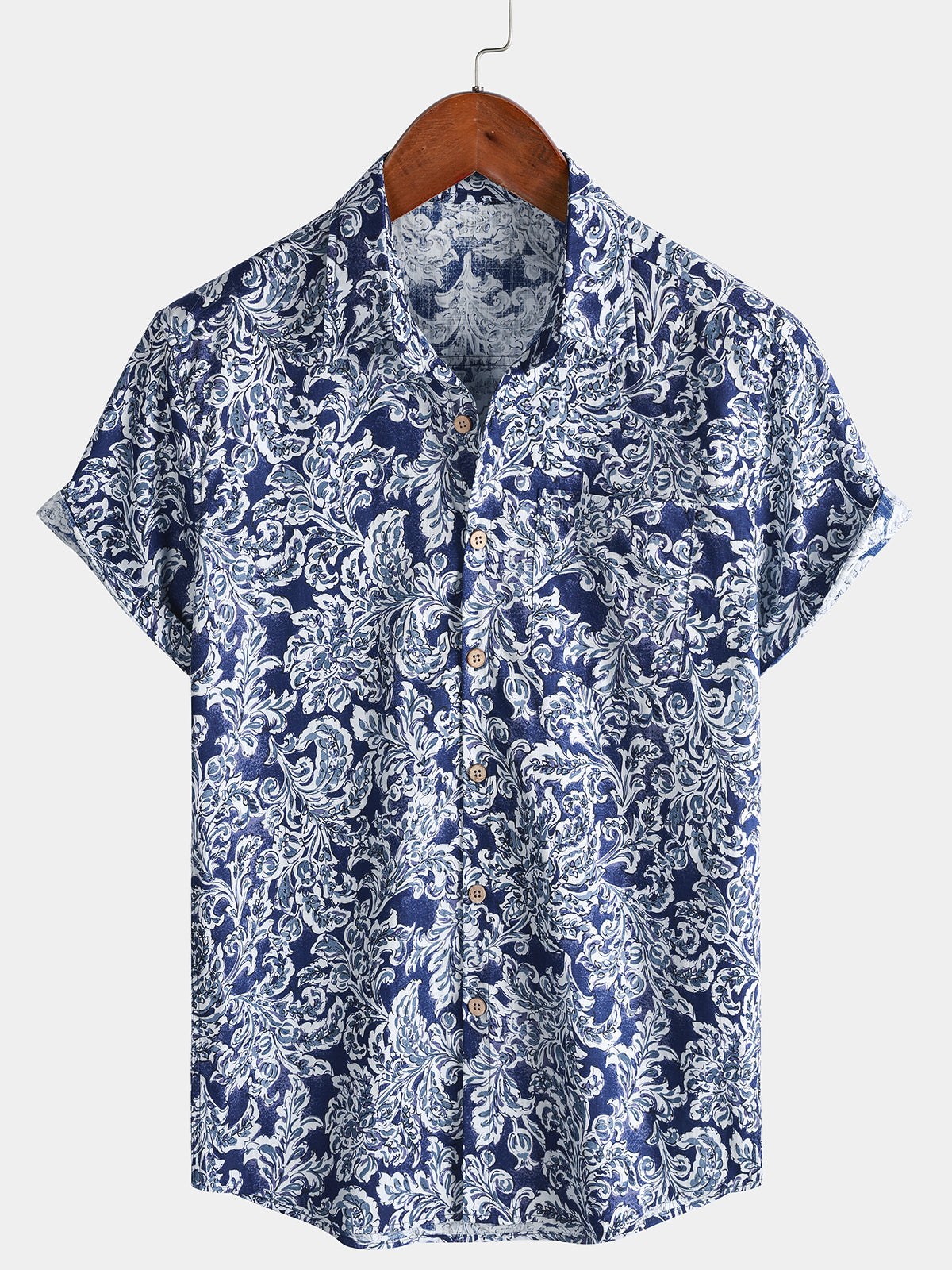 Chemise Homme à Imprimé Floral Classique Boutonnée Style Vacances Manches Courtes
