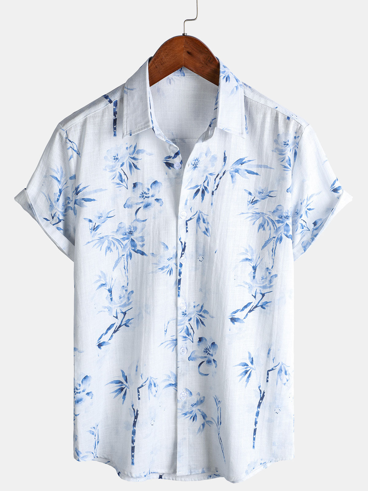 Chemise décontractée à manches courtes pour homme, élégante et à imprimé fleuri