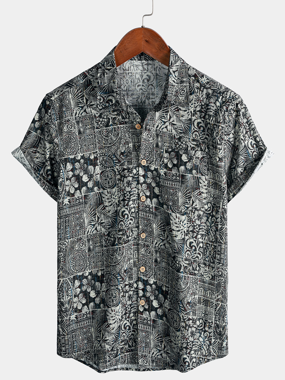 Chemise Homme à Motif Graphique Style Bohème Décontractée Manches Courtes