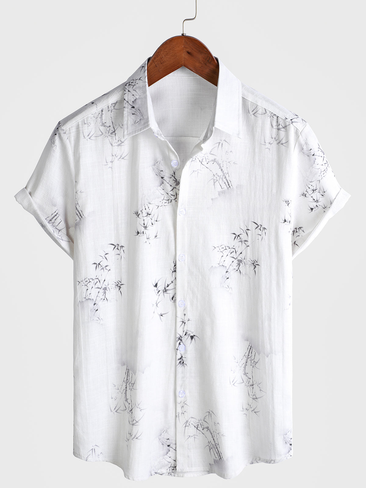 Chemise décontractée à manches courtes pour homme, imprimé bambou