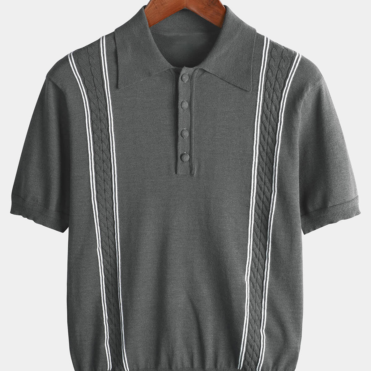 Polo de golf rayé à manches courtes vintage en tricot pour homme