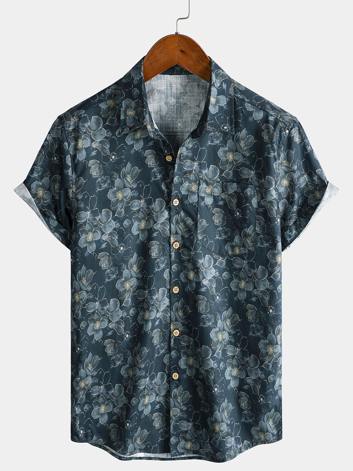 Men’s Classic Vintage Floral Short Sleeve Button Down Breathable Cool Casual Shirt
