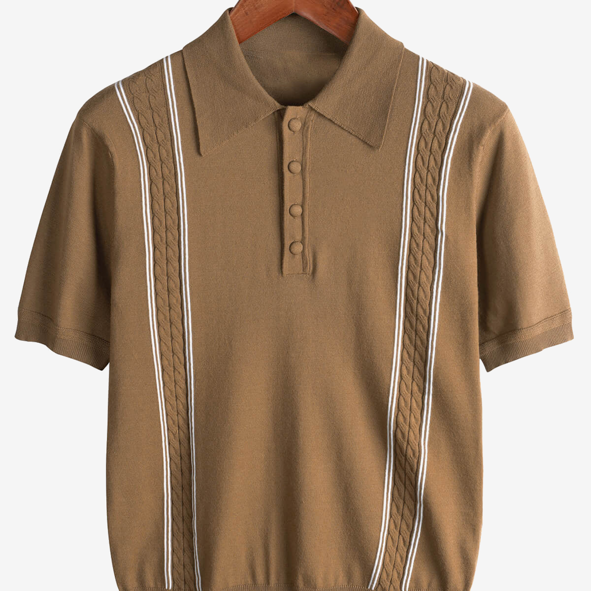 Polo de golf rayé à manches courtes en tricot vintage décontracté pour hommes