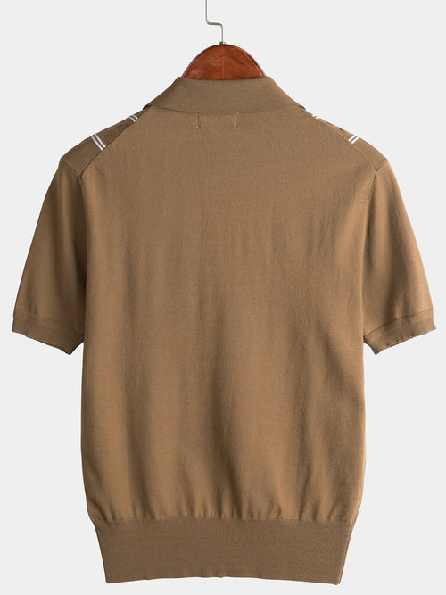 Polo de golf décontracté à manches courtes en tricot vintage pour hommes