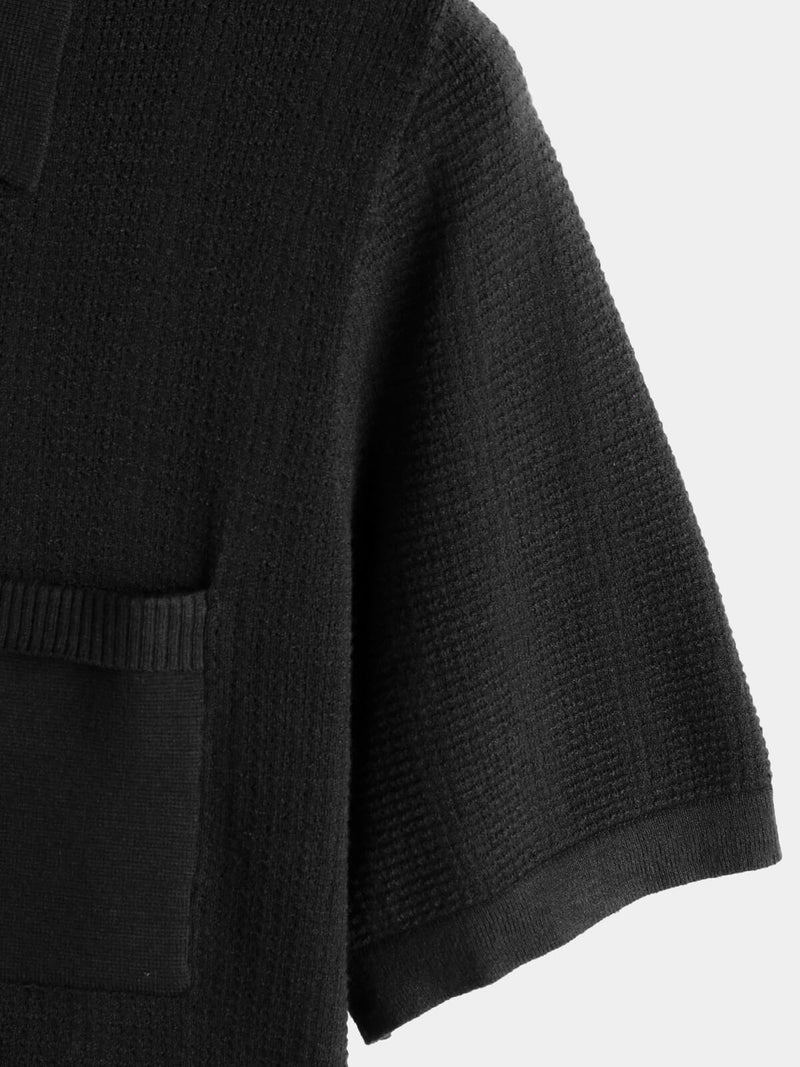 Polo de golf côtelé classique à manches courtes en tricot pour hommes