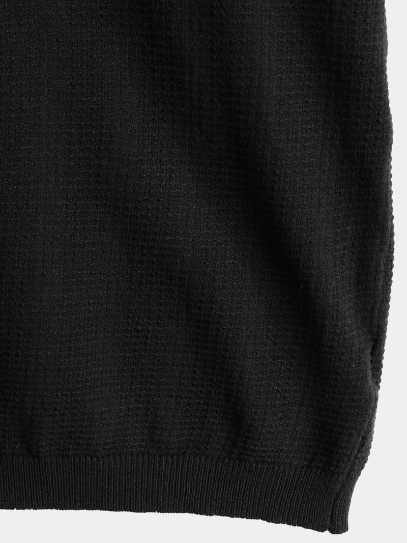 Polo de golf côtelé classique à manches courtes en tricot pour hommes