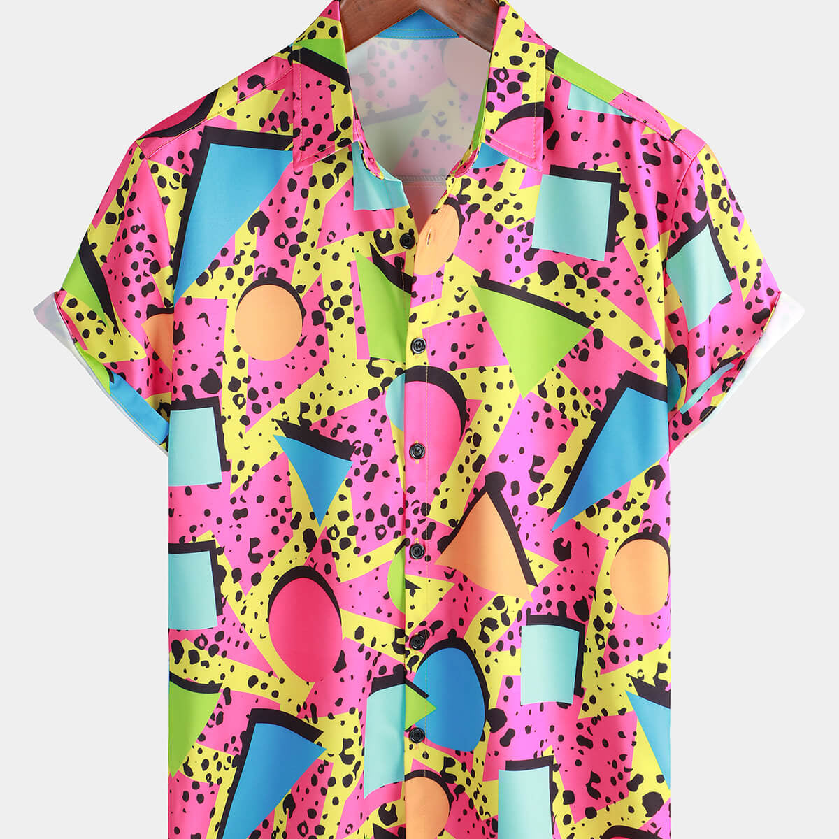 Chemise boutonnée à manches courtes pour hommes, chemise hawaïenne drôle des années 90, fête disco