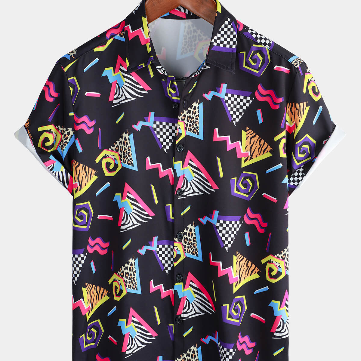Chemise boutonnée à manches courtes pour hommes, été des années 90, drôle hawaïen, fête Disco