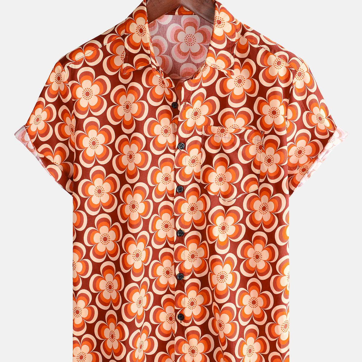 Chemise à manches courtes pour hommes, style géométrique des années 70, pour la plage, Cool