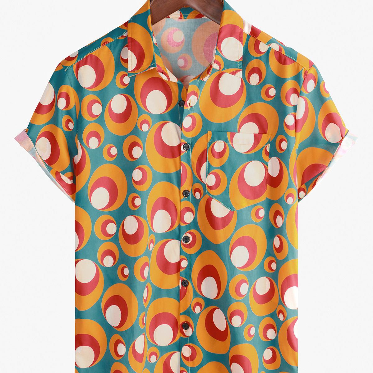 Chemise à manches courtes pour hommes, style géométrique des années 70, pour la plage, Cool