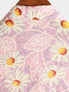 Chemise à manches courtes en coton hawaïen à fleurs roses pour hommes