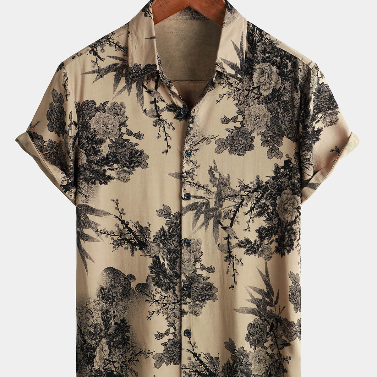 Chemise à manches courtes en rayonne hawaïenne pour homme