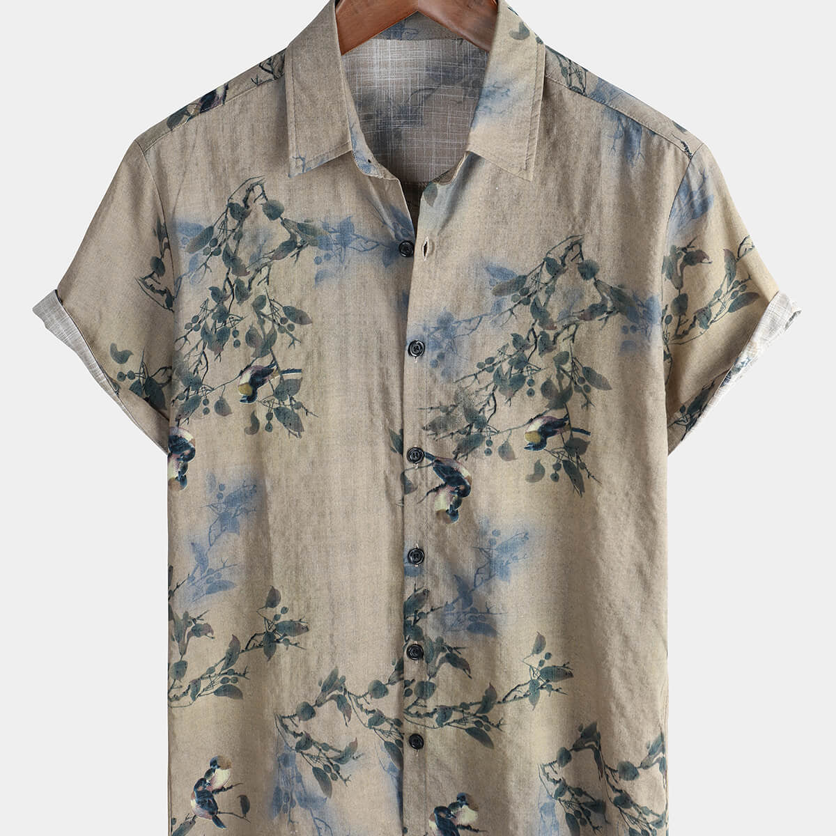Chemise boutonnée à manches courtes pour hommes, Vintage, gris, Floral, vacances, été, décontracté