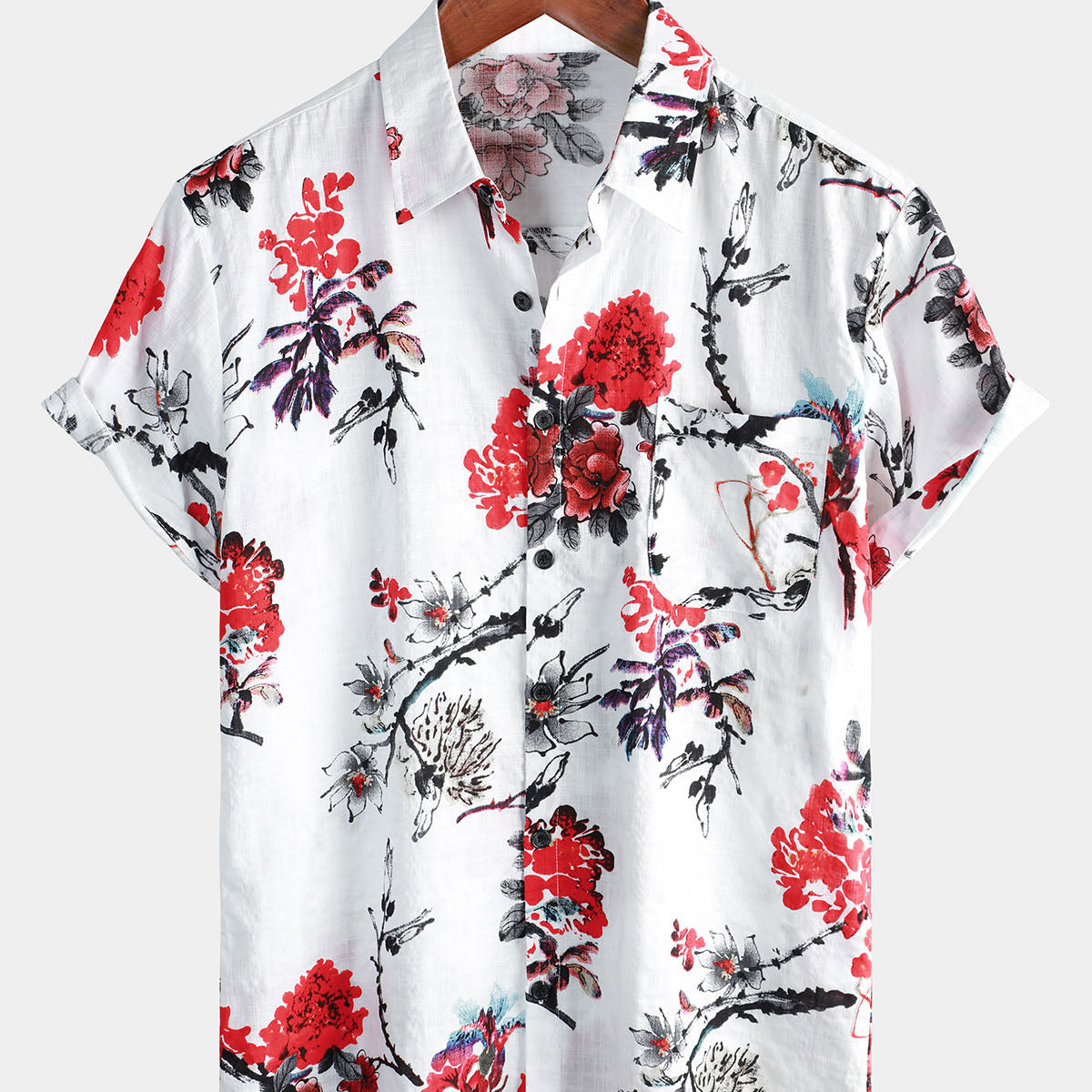 Chemise d'été décontractée à imprimé floral Art Cruise Beach pour hommes
