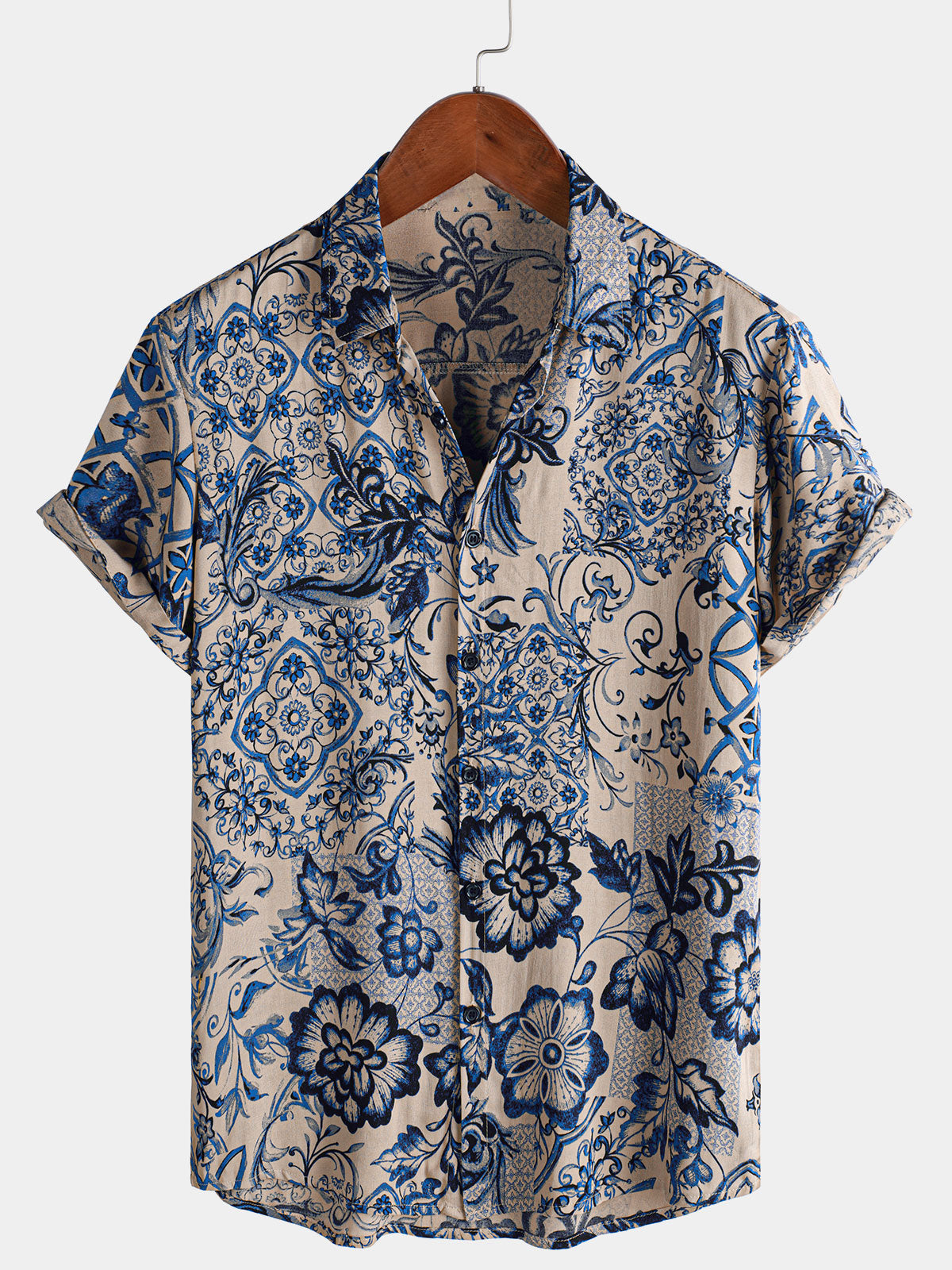 Chemise hawaïenne à manches courtes pour homme, motif floral, idéale pour la plage ou l'été