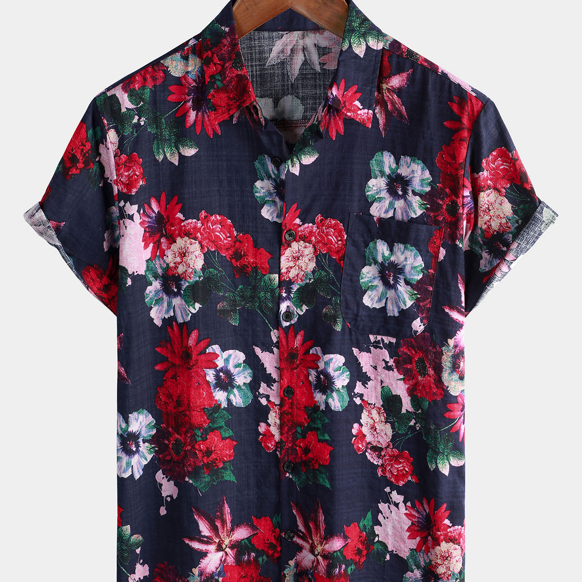 Chemise à manches courtes à imprimé floral pour hommes
