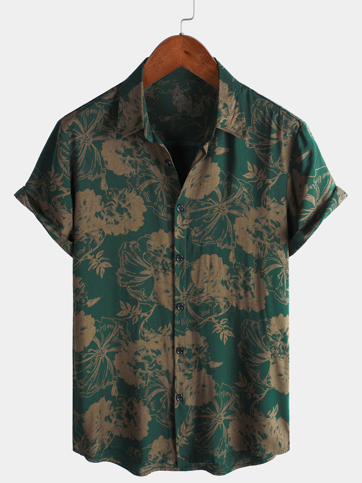 Chemise hawaïenne à manches courtes pour homme, motif floral vintage, pour l'été et la plage
