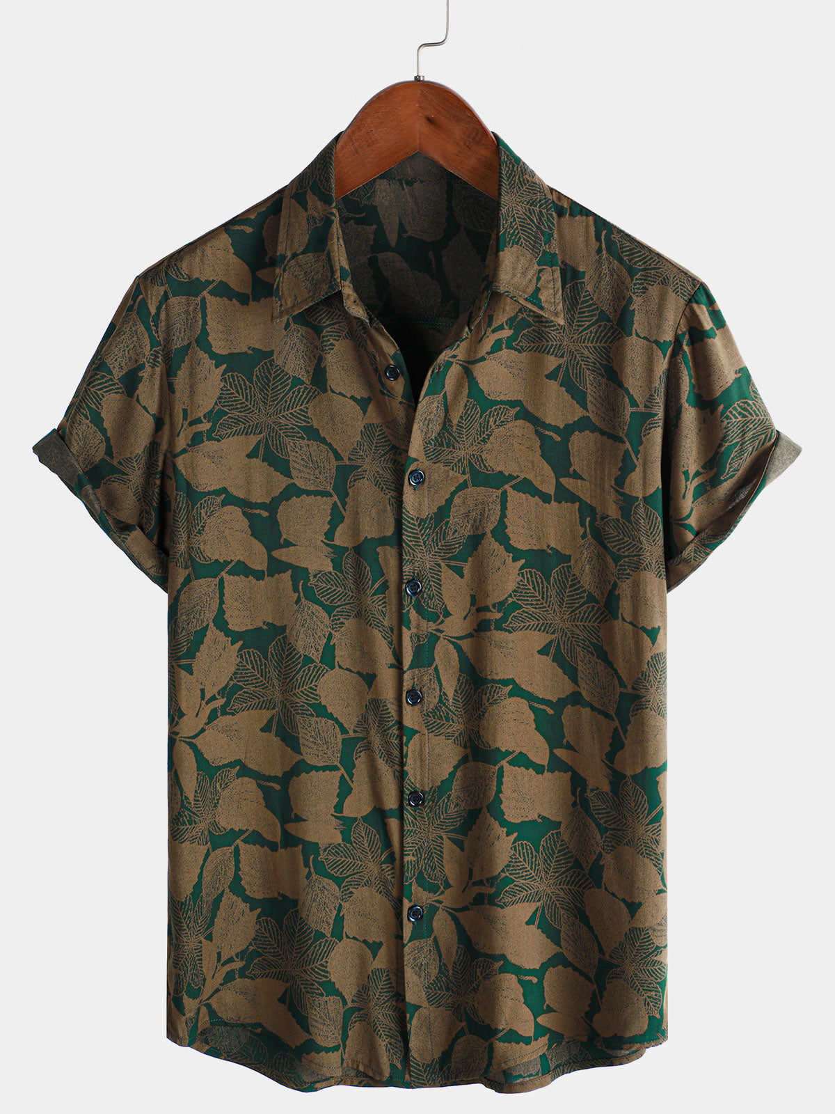 Chemise hawaïenne vintage verte à manches courtes pour homme