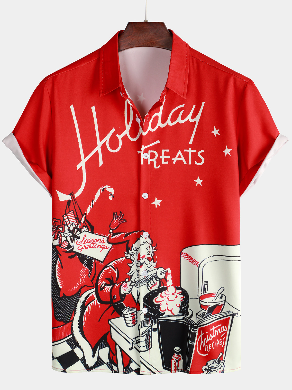 Chemise de Noël à manches courtes Père Noël rouge pour homme