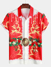 Costume à thème de Noël vintage pour homme rouge chemise à manches courtes à revers drôle
