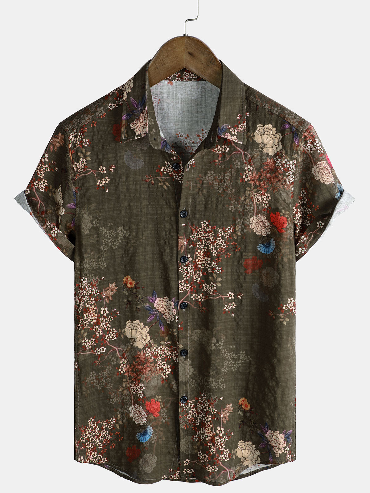 Chemise de vacances à manches courtes pour homme, imprimé floral rétro