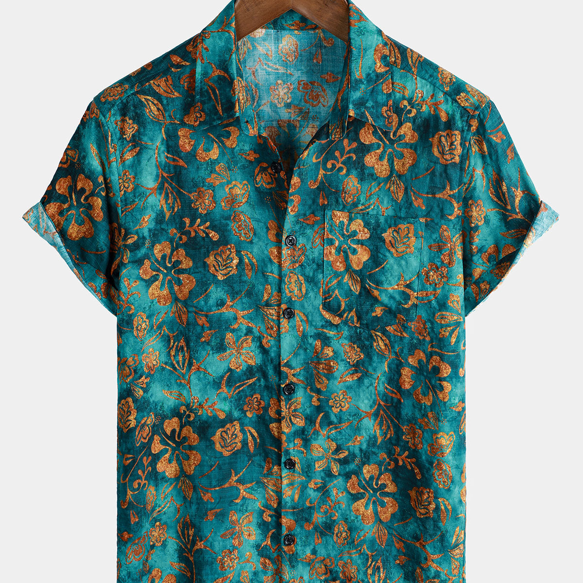 Chemise Hawaïenne Caribbean Joe 2XL Orange - 100% Soie Lavable, Manches Courtes