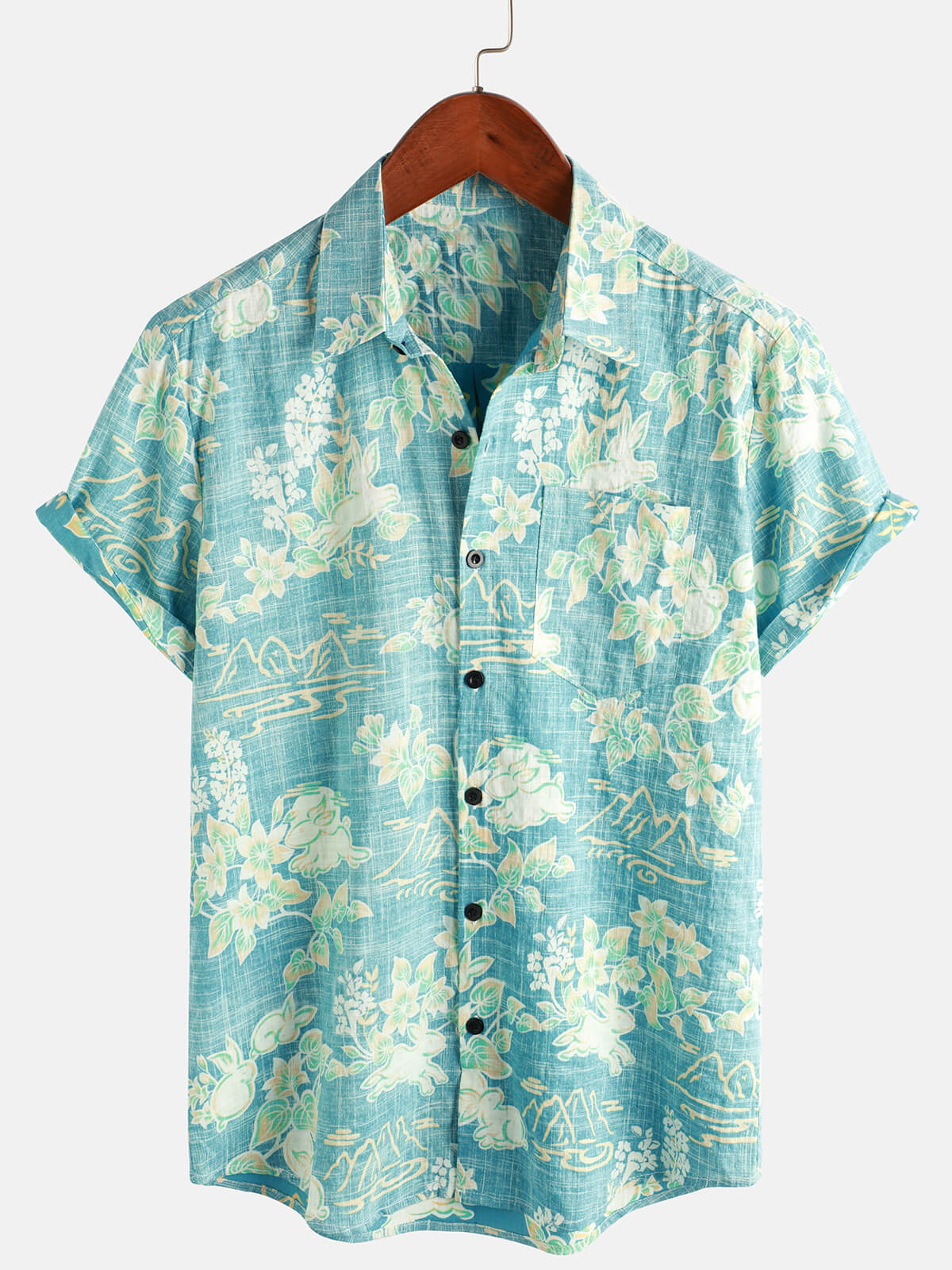 Chemise à imprimé Floral hawaïen pour hommes - Tops décontractés Chemise à imprimé Floral hawaïen pour hommes - Tops décontractés