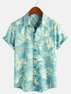 Chemise boutonnée à manches courtes pour homme avec imprimé floral tropical hawaïen vintage