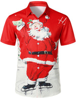 Chemise de Noël rouge à manches courtes VIntage Snow Santa Claus pour hommes