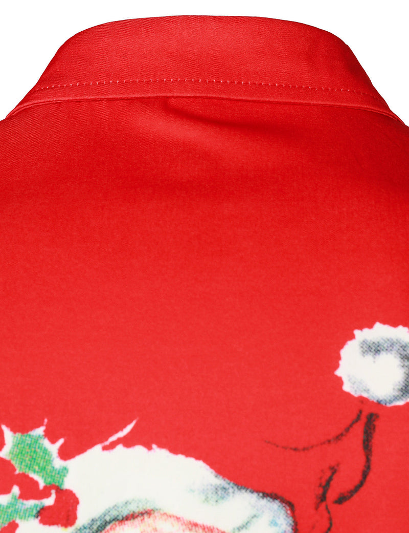 Chemise de Noël rouge à manches courtes VIntage Snow Santa Claus pour hommes