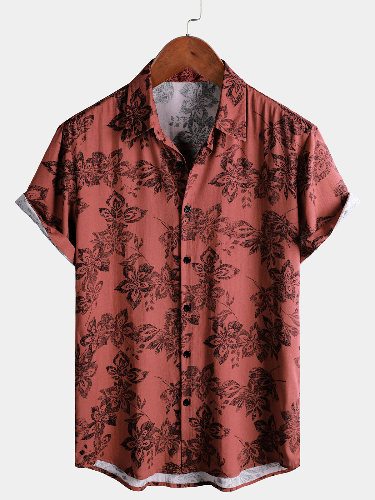 Chemise Homme Fleurie Rétro Vacances Décontractée Manches Courtes Boutonnée