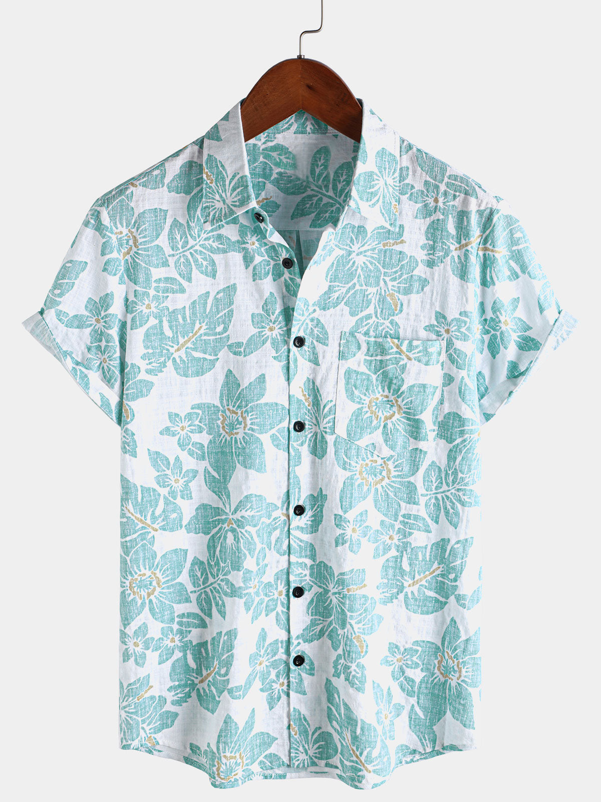 Chemise hawaïenne à manches courtes pour homme, motif floral, idéale pour la plage ou l'été