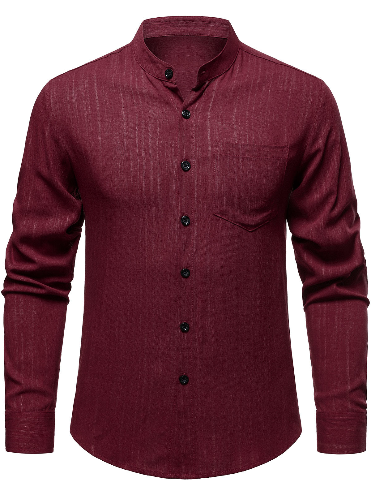 Chemise décontractée respirante à manches longues et rayures rouges pour homme