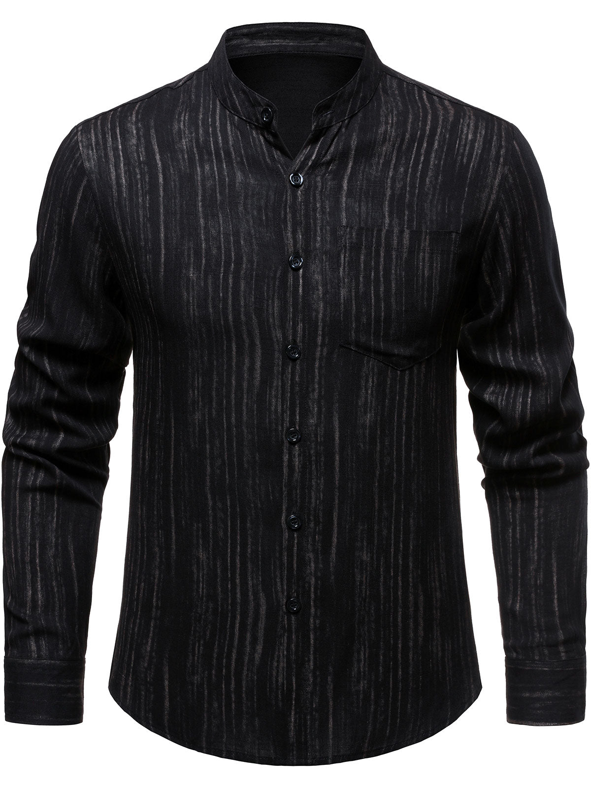 Chemise décontractée respirante à manches longues et rayures noires pour homme