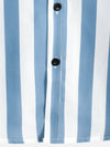 Chemise à manches courtes boutonnée d'été à rayures bleues et blanches pour hommes