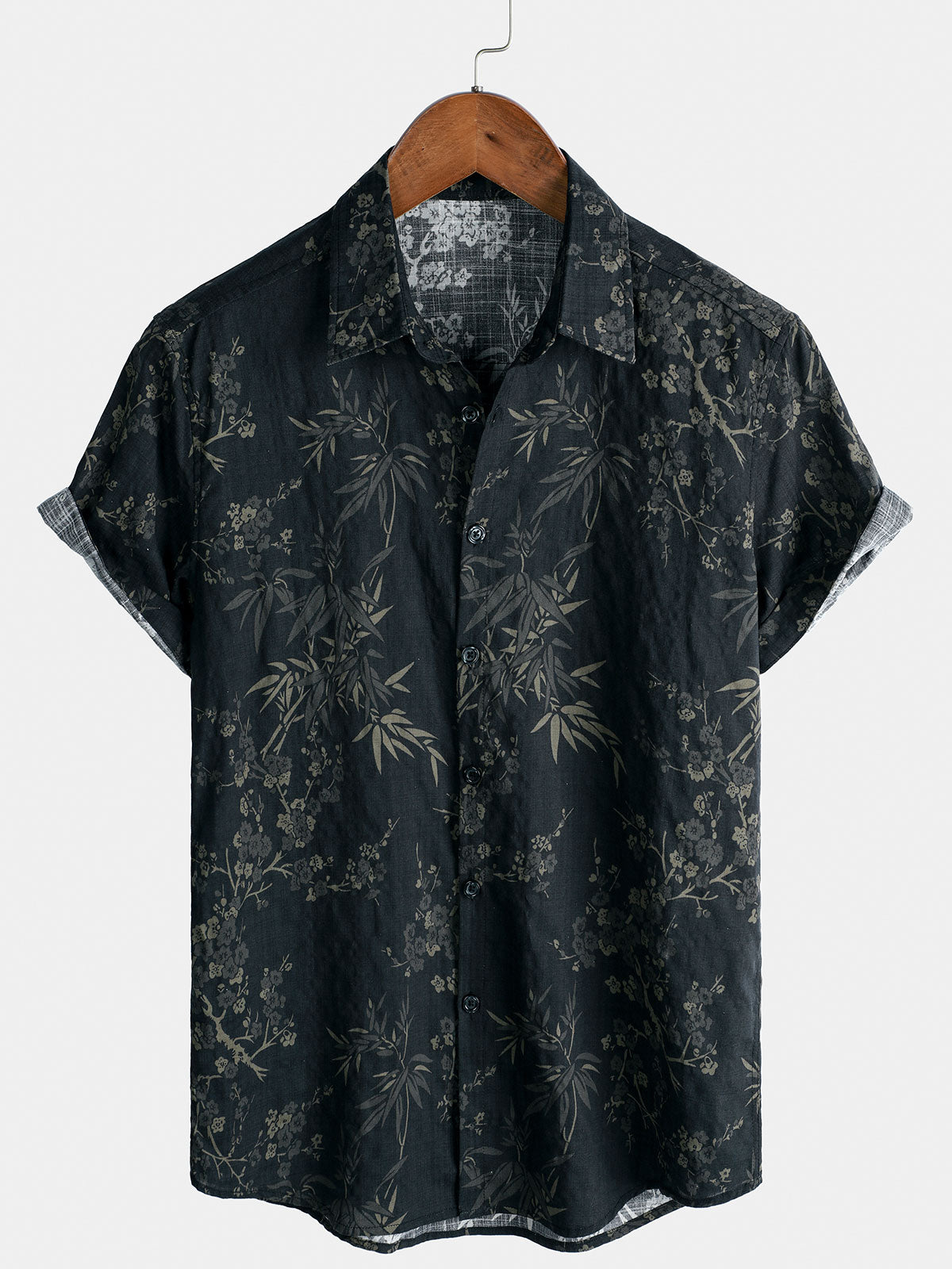 Chemise élégante décontractée à manches courtes avec imprimé floral rétro