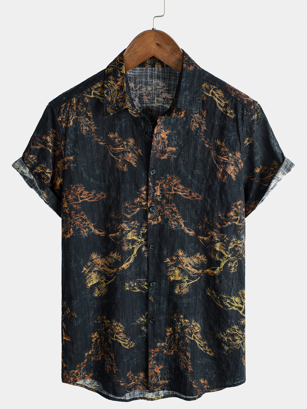 Chemise rétro respirante à manches courtes et imprimé vintage