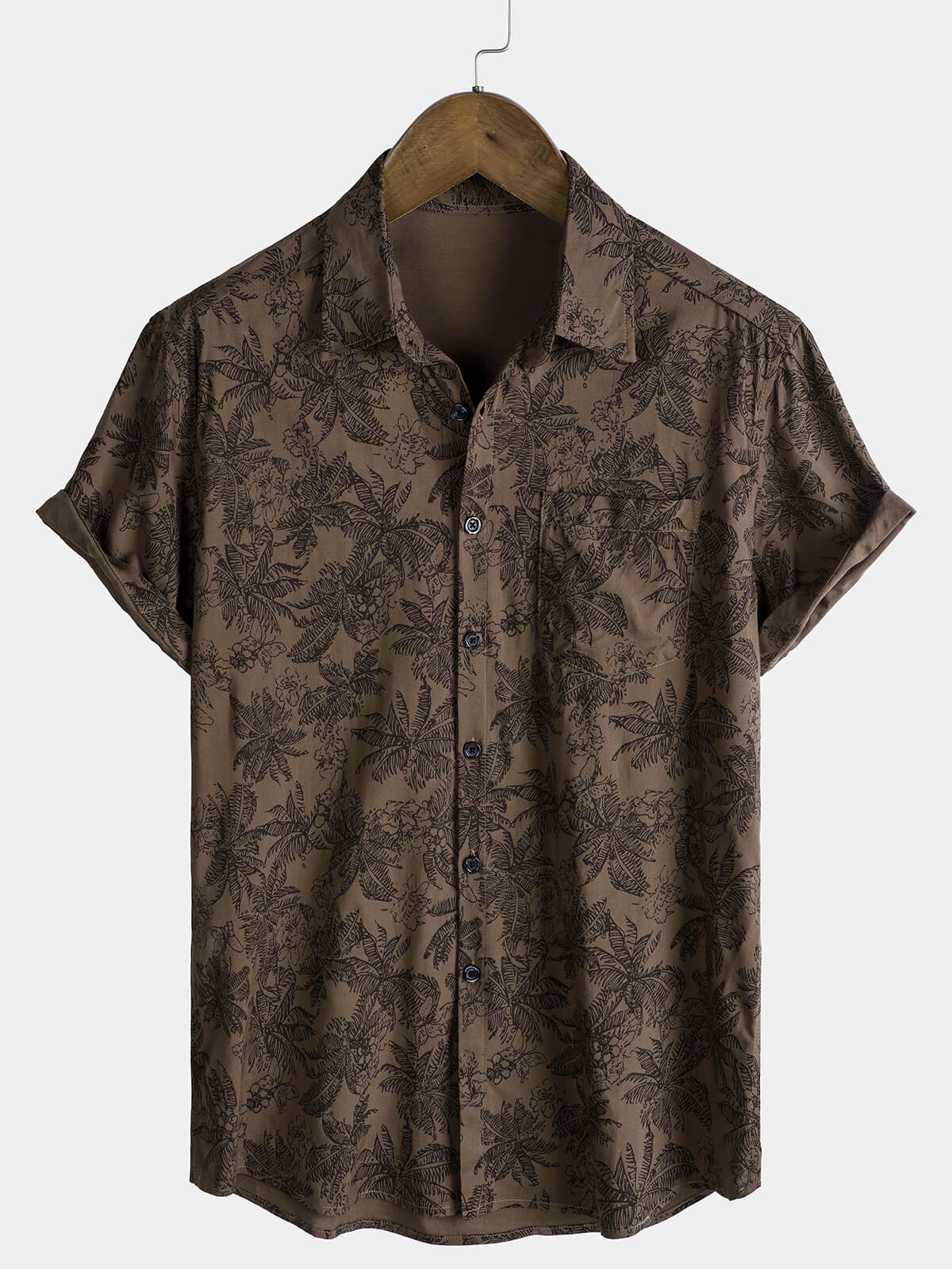 Chemise hawaïenne à manches courtes en rayonne à imprimé tropical pour homme