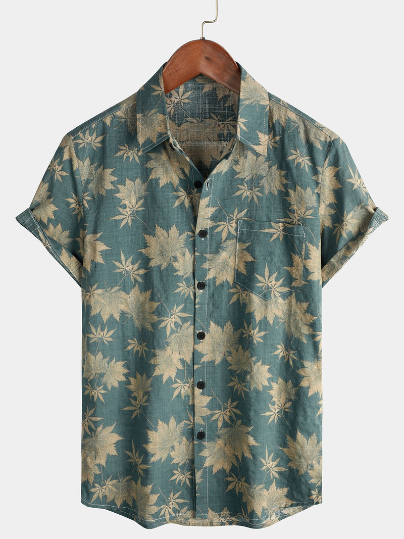 Lot de 2|Chemise à fleurs hawaïenne en coton rétro pour homme