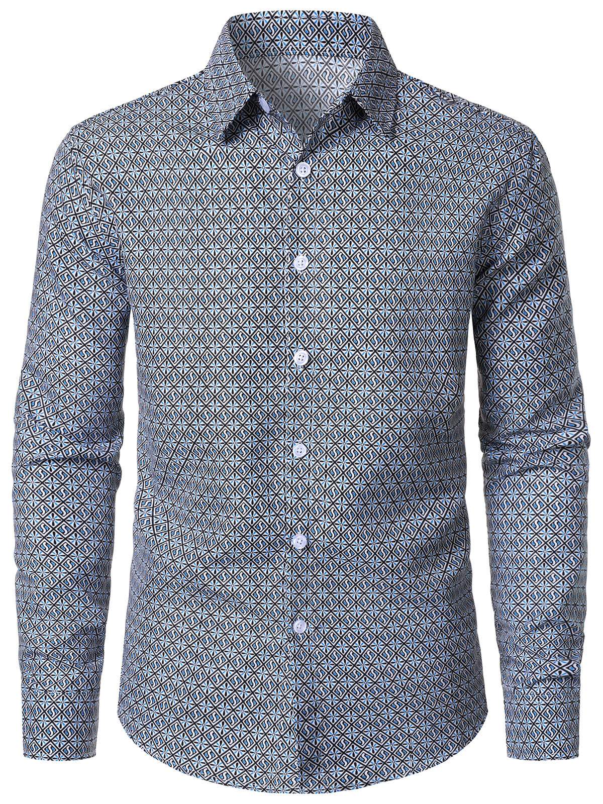 Chemise boutonnée à manches longues et imprimé géométrique pour homme