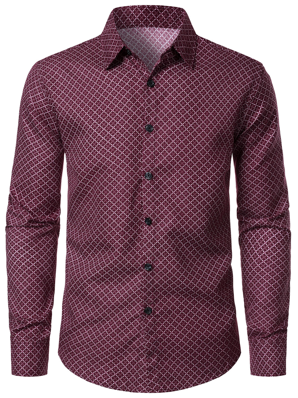 Chemise rouge à manches longues et imprimé géométrique pour homme