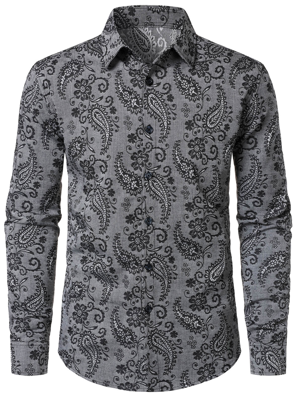Chemise à manches longues en coton à motif cachemire rétro pour homme
