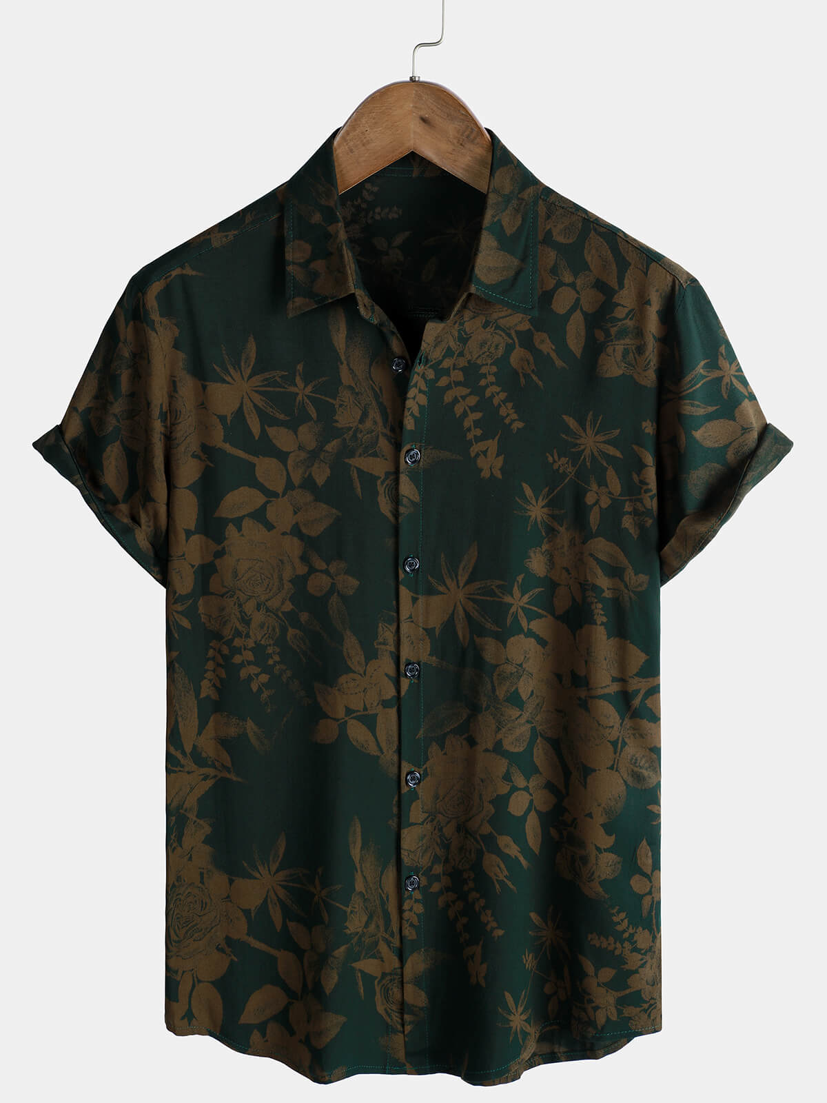 Chemise de villégiature à manches courtes et imprimé floral rétro pour homme